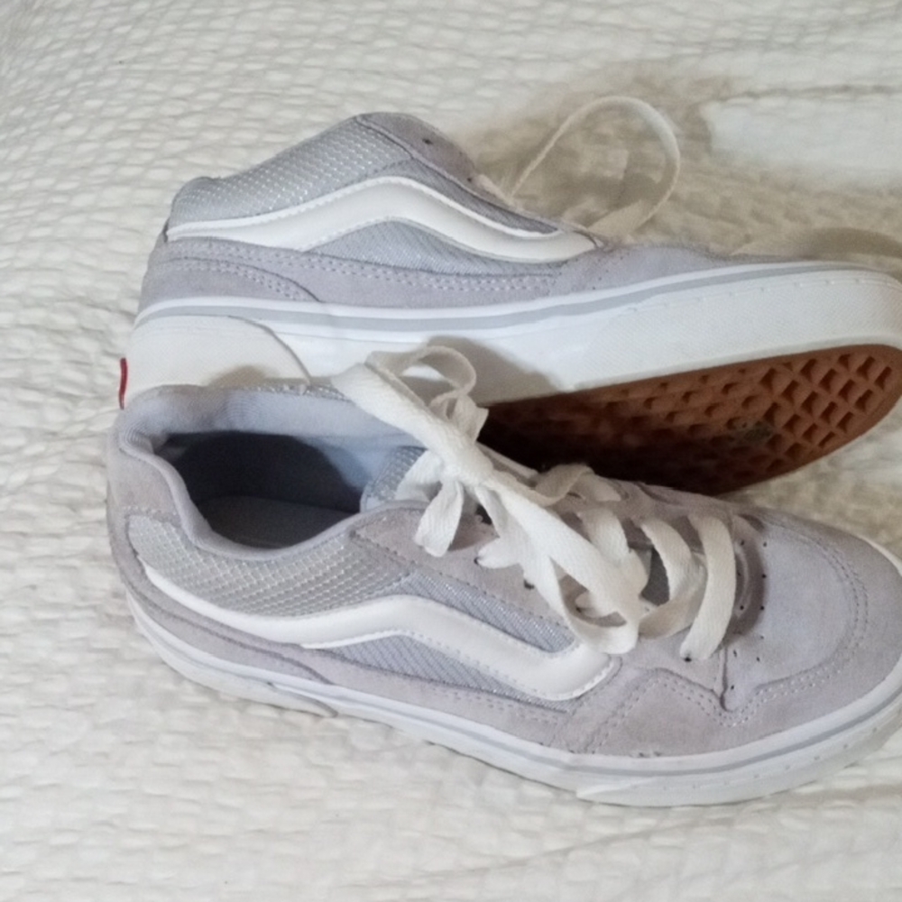 Vans Gray and White Logo Sneakers